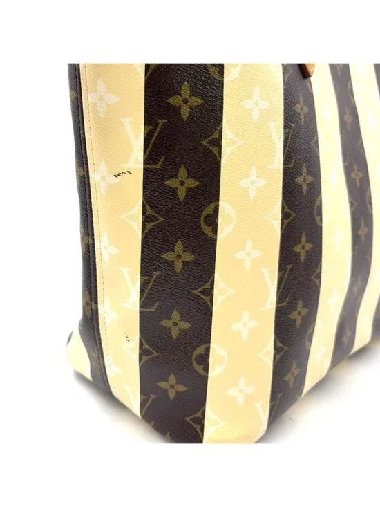 Louis Vuitton Neverfull MM Monogram Leather Brown White Tote Gold - Picture 5 of 15